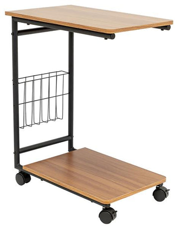 Beistelltisch mit Rollen, C-Form, Metallgestell mit MDF Holz Ablageplatte, ca. ca. 52 x 61 x 30 cm