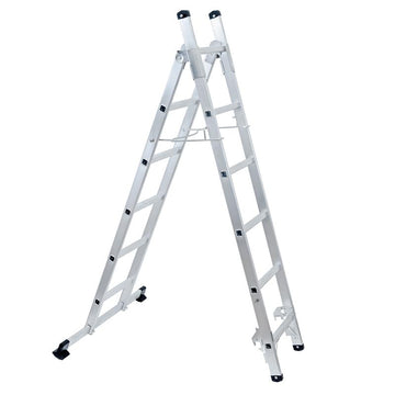 Mehrzweckleiter aus Aluminium | bis 150 kg belastbar | als Anlegeleiter, Bockleiter und Treppenleiter nutzbar