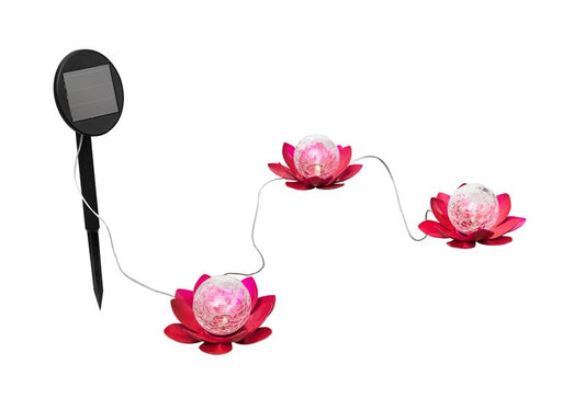 Solar Lotusblüte für außen aus Metall mit Bruchglaskugel und warm-weißer LED Beleuchtung, verschiedene Ausführungen, toller Lichteffekt, moderne Gartendeko in Seerosen-Optik
