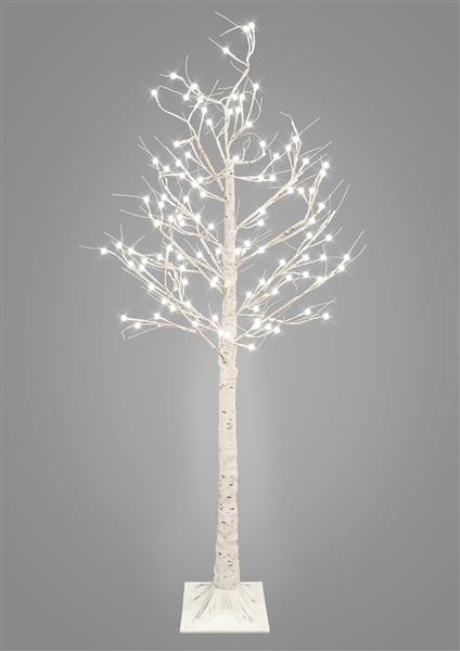 LED Lichterbaum in Birkenbaum-Optik warm-weißen LED Lichtern, Timer, 10 Meter Zuleitung, Innen und Außen, weiß-schwarz