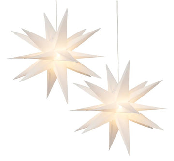 2er Set 3D Leuchtstern - Weihnachtsstern, LED beleuchtet, Ø 27 cm (weiß)