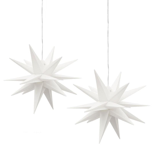 2er Set 3D Leuchtstern - Weihnachtsstern, LED beleuchtet, Ø 27 cm (weiß)