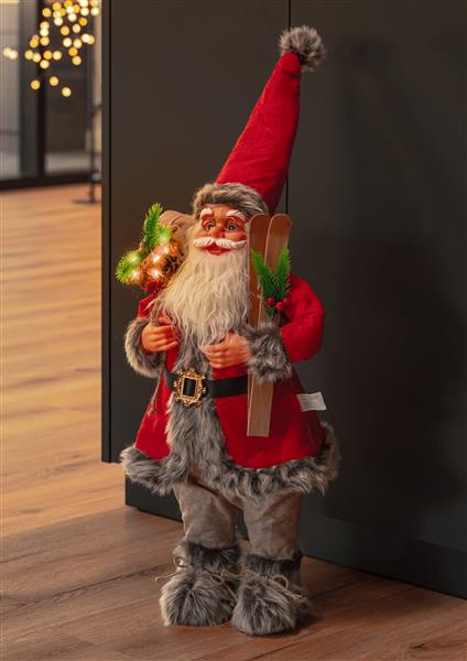 LED Weihnachtsmann Figur mit warm-weißen Lichtern beleuchtet, Höhe der Dekofigur ca. 60 cm