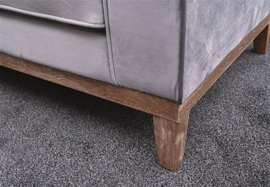 2-Sitzer Samtsofa im skandinavischen Stil, ca. 181 x 76 x 73 cm, Bezug grau, Beine aus Gummibaumholz, inkl. 2 Zierkissen