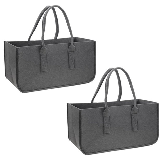 2 Stück Filztasche  - ideale Mehrweglösung als Einkaufstasche, faltbare Tragetasche, Spielzeugkiste, Holzkorb etc., ca. 50 x 25 x 25 cm, ca. 5 mm Materialstärke