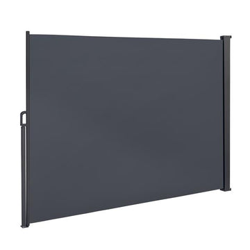 Seitenmarkise 200 x 300 cm ausziehbar und blickdicht | moderner Sichtschutz - Windschutz  - Sonnenschutz - Seitenrollo für Terrasse, Balkon und Garten, dunkelgrau