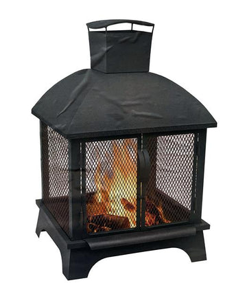 Landmann FP-I-660 Feuerkorb aus Stahl in Kamin-Optik mit Schornstein