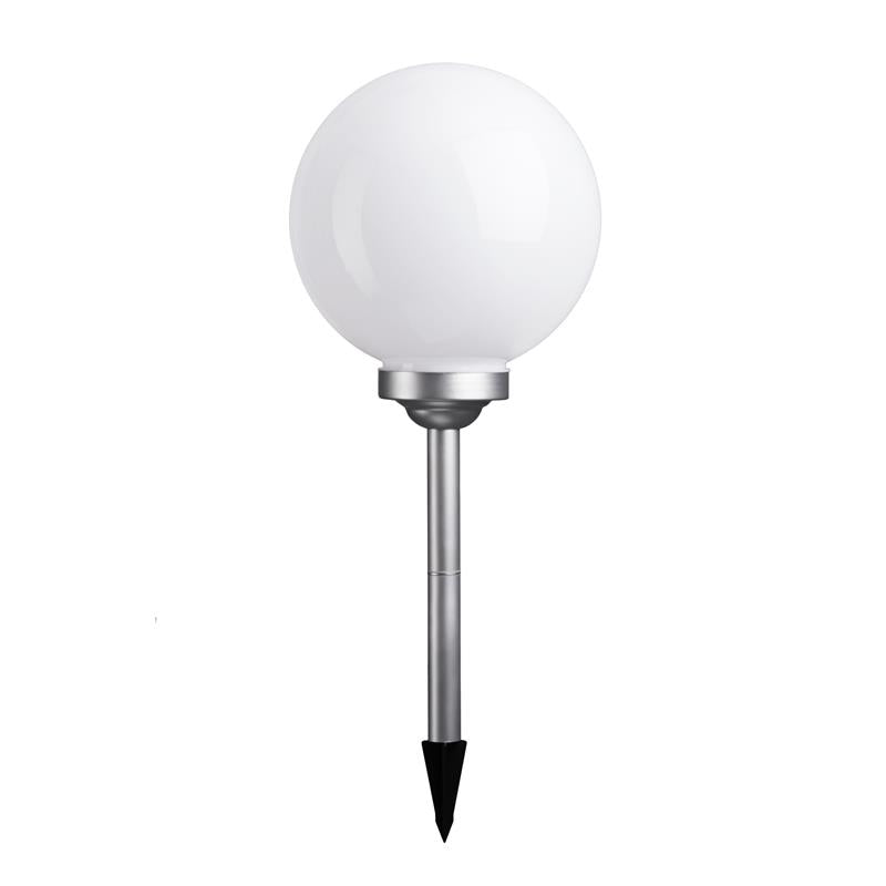 Weiße LED-Gartenkugelleuchte Mit Erdspieß – 20 Cm Durchmesser, IP44, Inkl. 6W E27 LED