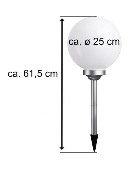 Kynast Gartenkugel Ø 25 cm mit 4 weißen LEDs, inkl Erdspieß, ca. 61,5 cm hoch, moderne Kugelleuchte