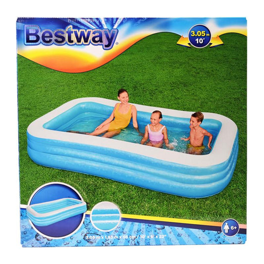 Bestway 54009 Family Pool, ca.  305 x 183 x 56 cm blau, eckig, 1.161 Liter, ab 6 Jahre