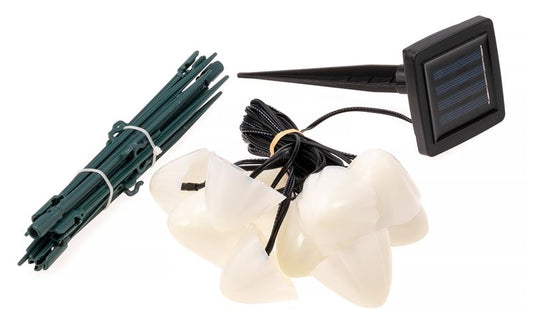 10 Solar Pilze als Boden-Lichterkette | warm-weiße Pilzleuchte | ca. 470 cm + 200 cm Zuleitung |dekorative Solarleuchten für Garten, Balkon, Terrasse