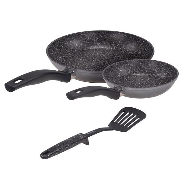 Stoneline® Sempre 17891 3 tlg. Pfannenset, bestehend aus 20 / 28 cm Bratpfanne + Pfannenwender, induktions- und backofengeignet, mit Antihaftbeschichtung