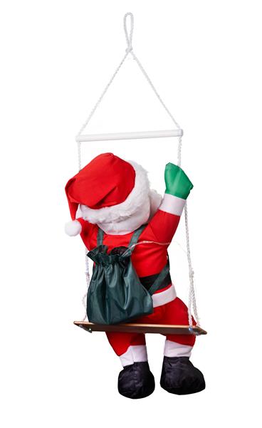 Sitzender Weihnachtsmann auf einer Schaukel | mit 20 bunten LED | Innen- und Außen