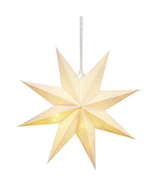 Weihnachtsstern aus Papier zum Aufhängen | ca. Ø 45 cm | inkl. 10er LED Lichterkette | batteriebetrieben | faltbarer Papierstern | idealer Leuchtstern als Fensterdeko (weiß)