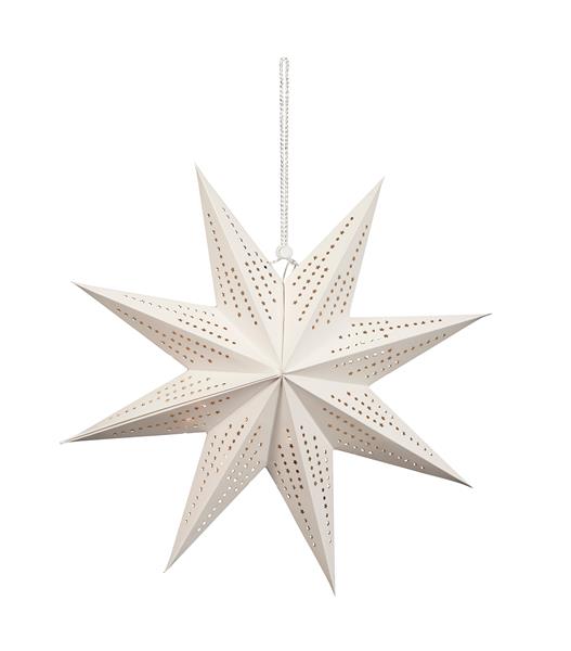 Weihnachtsstern aus Papier zum Aufhängen | ca. Ø 45 cm | inkl. 10er LED Lichterkette | batteriebetrieben | faltbarer Papierstern | idealer Leuchtstern als Fensterdeko (weiß)