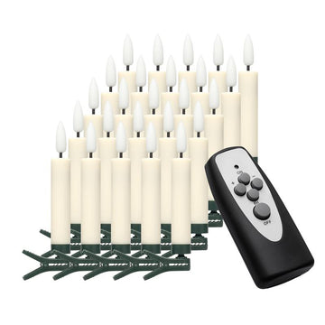 3D-Flamme Weihnachtsbaumkerzen | kabellose Weihnachtskerzen mit Fernbedienung | dimmbar | Timer | Baumkerze mit real Flame Modus | 11,5 cm (B-WARE // creme, 25er Set)