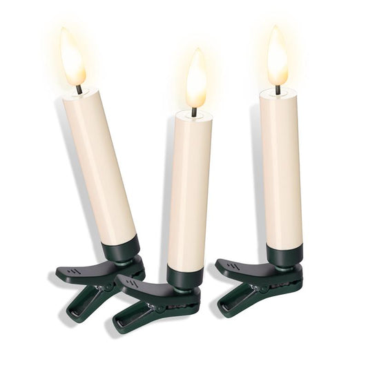 3D-Flamme Weihnachtsbaumkerzen | kabellose Weihnachtskerzen mit Fernbedienung | dimmbar | Timer | Baumkerze mit real Flame Modus | 11,5 cm (B-WARE // creme, 25er Set)