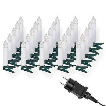 LED Lichterkette Weihnachtsbaum für innen, strombetrieben - keine Batterien erforderlich, inkl. Befestigungsclips, Retro Weihnachtskerzen für den Christbaum