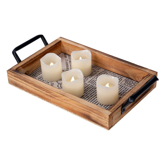 Echtwachs LED Kerzen mit Timer, 4er Set, mit Flacker-Effekt, Ø 5 x 5 cm, flammenlose Kerzenlichter