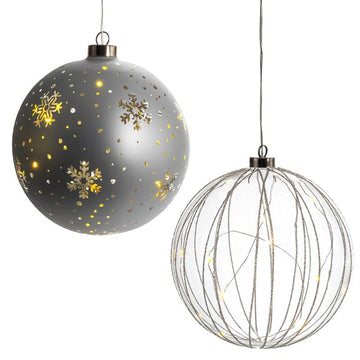 LED Deko Kugel aus Glas mit Draht-Lichterkette als Beleuchtung zum Hängen oder Hinstellen |ideal zu Weihnachten | batteriebetrieben | verschiedene Modelle