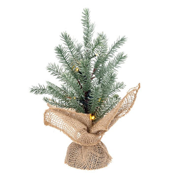 Kleiner künstlicher LED Tannenbaum beschneit mit 5 Lichtern beleuchtet, ca. 30 cm hoch, Tisch Tannenbaum, batteriebetrieben, für den Innenbereich