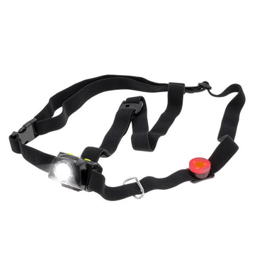 LED Lauftleuchte mit Rücklicht | verstellbarer Lichtstrahl | inkl. Batterien | wasserdicht | 3-stufige Leuchtstärke + Blink-Funktion