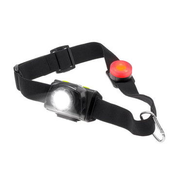 LED Stirnleuchte mit Rücklicht | verstellbarer Lichtstrahl | inkl. Batterien | wasserdicht | 3-stufige Leuchtstärke + Blink-Funktion