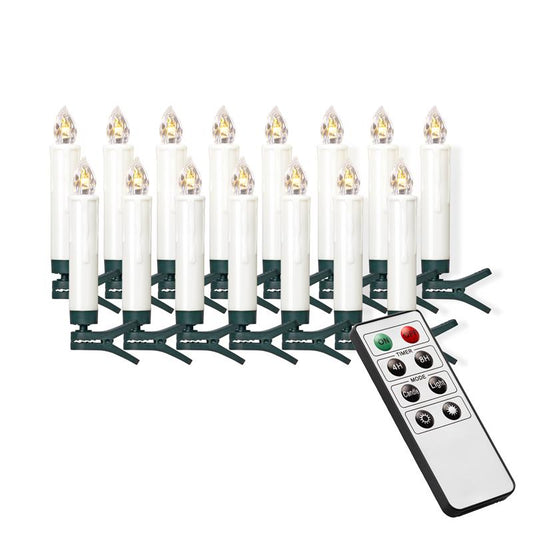15 kabellose LED Christbaumkerzen mit Fernbedienung | Komplett-Set | flammenlose Kerzen mit Tropfen | perfekte Alternative zur Lichterkette