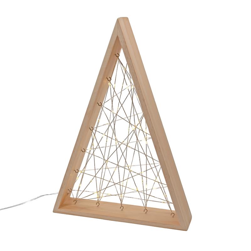 LED Stern oder Tanne aus Holz mit Lichterkette beleuchtet | 60 warm-weiße Lichter | moderne Weihnachtsdeko zum hinstellen | batteriebetrieben | Timer (Tanne)