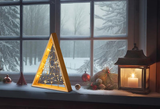 LED Stern oder Tanne aus Holz mit Lichterkette beleuchtet | 60 warm-weiße Lichter | moderne Weihnachtsdeko zum hinstellen | batteriebetrieben | Timer (Tanne)