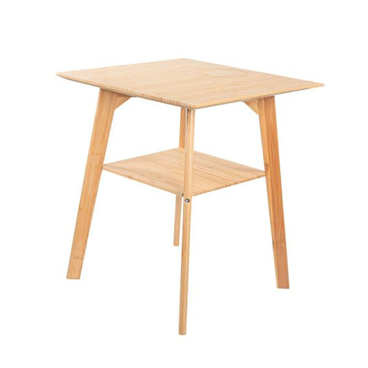 Beistelltisch aus Bambus-Holz mit Qi Ladestation für Handys, max 10 Watt ohne Netzteil, rund oder eckig, ca. 48 cm hoch