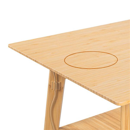 Beistelltisch aus Bambus-Holz mit Qi Ladestation für Handys, max 10 Watt ohne Netzteil, rund oder eckig, ca. 48 cm hoch (B-Ware)