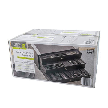 150 tlg. Besteckset / Tafelbesteck im Besteckkasten, für bis zu 12 / 15 Personen, aus Edelstahl, hochglanzpoliert, spülmaschinengeeignet