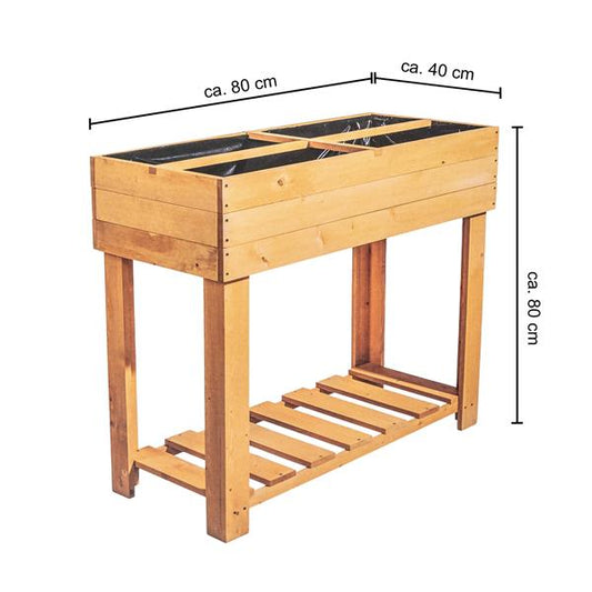 Hochbeet aus Massivholz, ca. 80 x 80 x 40 cm, 44 L Füllinhalt, Pflanzkasten / Kräuterbeet für Balkon, Garten & Terrasse aus Holz