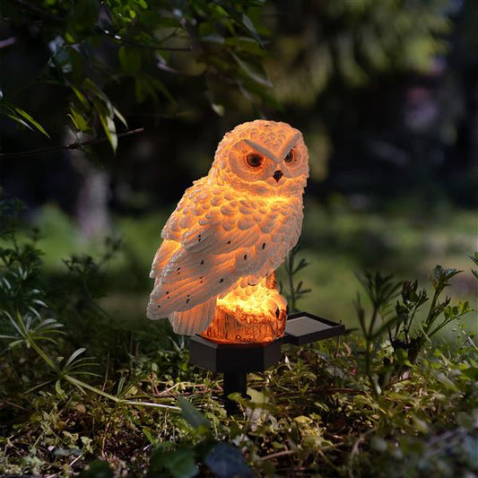 Solar Tierfigur aus Polyresin mit LED Beleuchtung und Erdspieß, witterungsbeständig