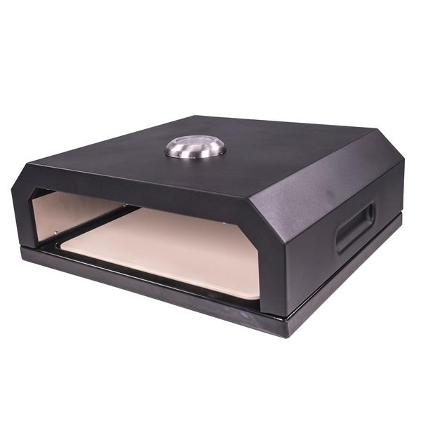 Pizzaofen Grillaufsatz für Grills, Pizzabox inkl. Pizzastein, integriertes Thermometer, für Gasgrills – Holzkohlegrill und Elektrogrill