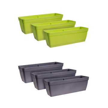 3er Set Balkonkasten mit Wasserspeicher, ca. 50 cm breit, einfacher Pflanzkasten für Garten und Balkon