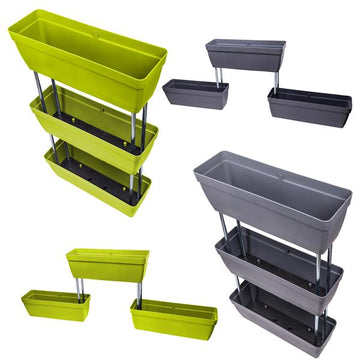 Vertikal Pflanzkasten-Regal mit Wasserspeicher, ca. 50 cm breit, max 82 cm hoch, Pflanzpyramide Pflanzregal für Garten und Balkon