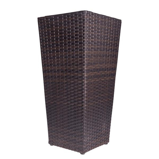 Pflanzsäule in Rattan-Optik, moderner Pflanzgefäß mit herausnehmbarem Blumentopf, ca. 64 hoch