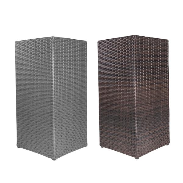 Pflanzsäule in Rattan-Optik, moderner Pflanzgefäß mit herausnehmbarem Blumentopf, ca. 30 x 30 cm, 64 hoch