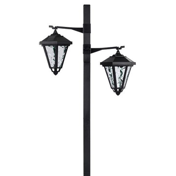 Solar Gartenlaterne mit LED Beleuchtung im Straßenlaternen-Design | ca. 137 cm hoch | 2 Lampenköpfe | Retro-Optik | ohne lästiges Kabel | einfache Montage | kalt-weiße LEDs