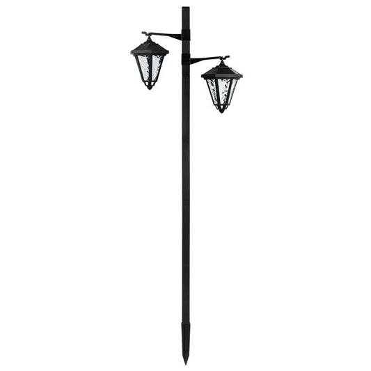 Solar Gartenlaterne mit LED Beleuchtung im Straßenlaternen-Design | ca. 137 cm hoch | 2 Lampenköpfe | Retro-Optik | ohne lästiges Kabel | einfache Montage | kalt-weiße LEDs