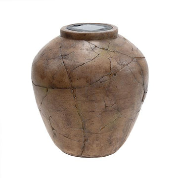 Deko Vase in Antik-Look mit LED Solar Beleuchtung, moderne Solarleuchte für Garten und Terrasse, warm-weiß beleuchtet, vintage Dekoleuchte