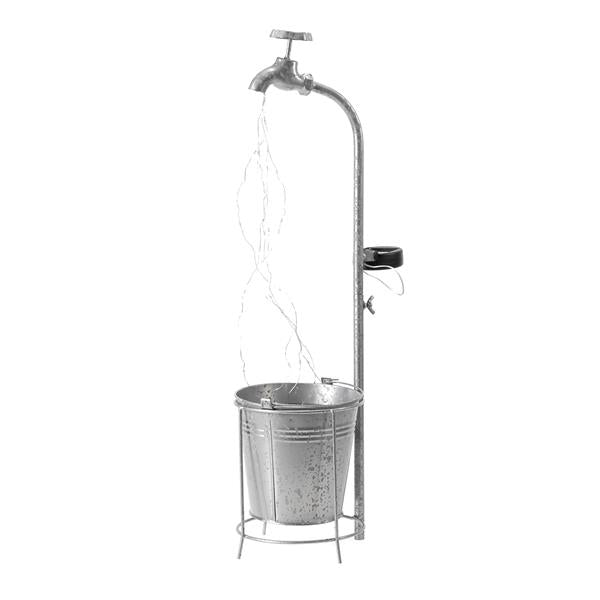 LED Solar Wasserhahn Deko-Leuchte mit Blumentopf, kabellos – solarbetrieben, moderne Solarleuchte für Garten, Balkon, Terrasse