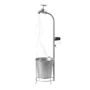 LED Solar Wasserhahn Deko-Leuchte mit Blumentopf, kabellos – solarbetrieben, moderne Solarleuchte für Garten, Balkon, Terrasse