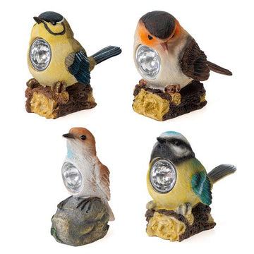 Solar LED Deko Vogel-Figur aus Kunststein mit 1 weißen LED-Strahler im Bauch | kleine Vogelfigur zum hinstellen | ideal für Garten, Terrasse, Balkon, Wintergarten oder als Geschenkidee
