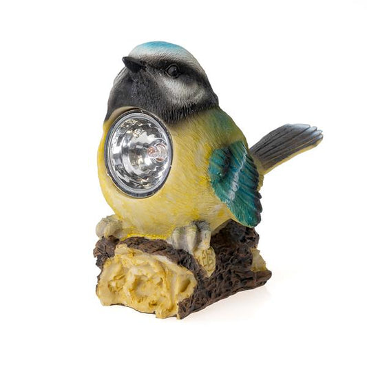 Solar LED Deko Vogel-Figur aus Kunststein mit 1 weißen LED-Strahler im Bauch | kleine Vogelfigur zum hinstellen | ideal für Garten, Terrasse, Balkon, Wintergarten oder als Geschenkidee