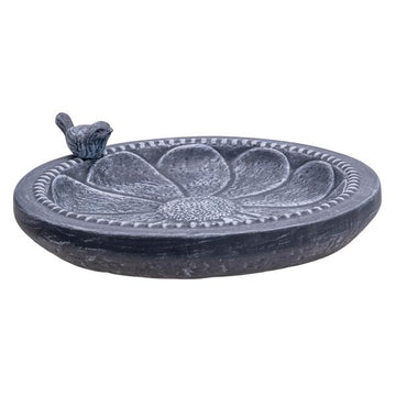 Vogeltränke / Insektentränke aus Keramik, lasiert | Tränke in Naturstein-Optik | Blickfang für den Garten, Terrasse und Balkon  oder als Geschenkidee (Vogel)