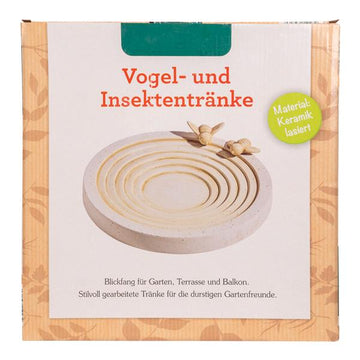 Vogeltränke / Insektentränke aus Keramik, lasiert | Tränke in Naturstein-Optik | Blickfang für den Garten, Terrasse und Balkon  oder als Geschenkidee (Biene)