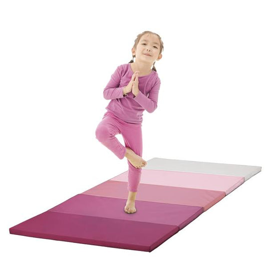 Klappbare Turnmatte | ca. 185 x 76  x 3,2 cm | Tragbare und faltbare Kinder Weichbodenmatte, auch ideal als Gymnastikmatte – Fitnessmatte – Yogamatte - Spielmatte für Kinderzimmer und zuhause (pink / B-WARE)